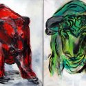 Tierische Börsenampel 2 Tl 2 x100 x 80 cm